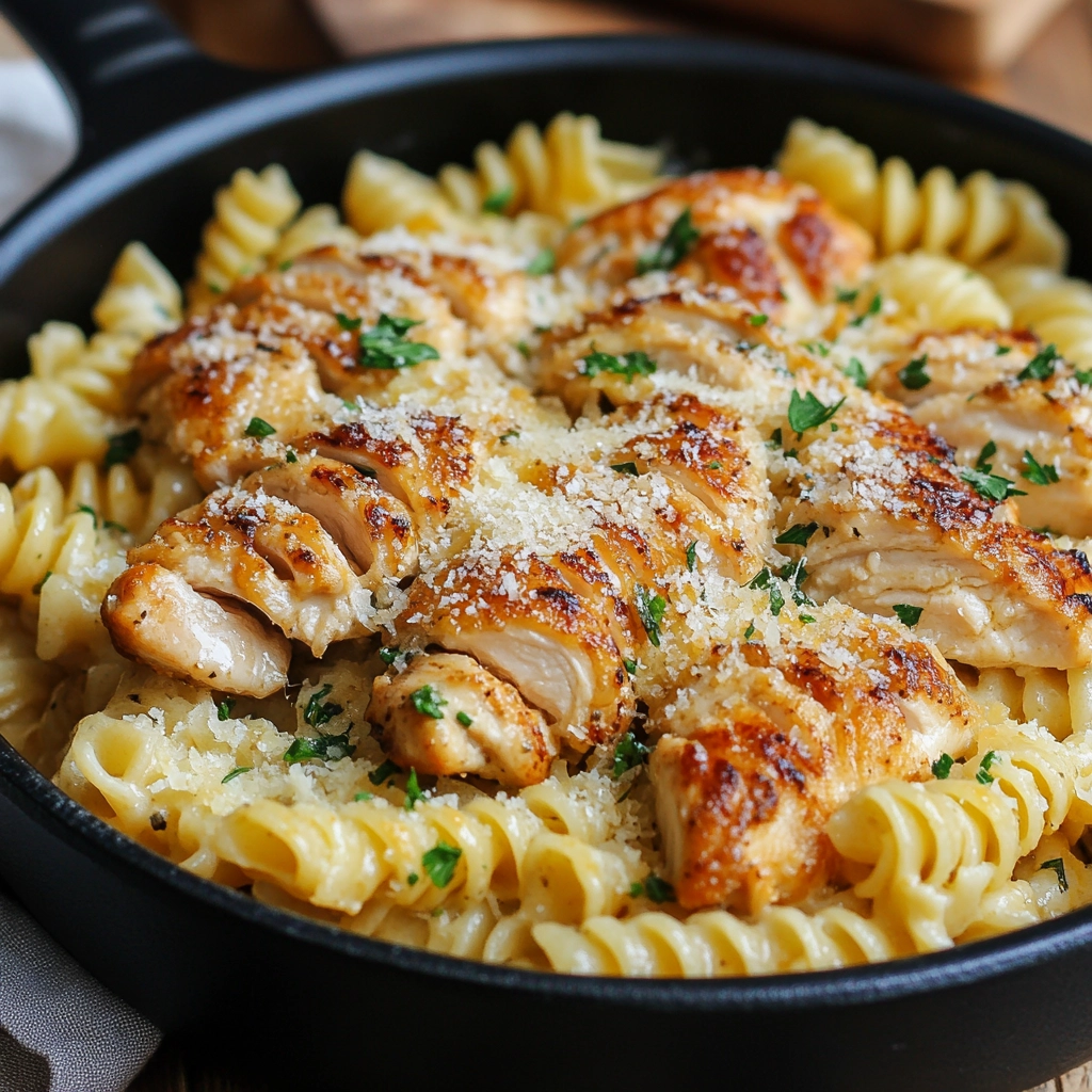 Garlic Parmesan Chicken Pasta recipe : Flavorful