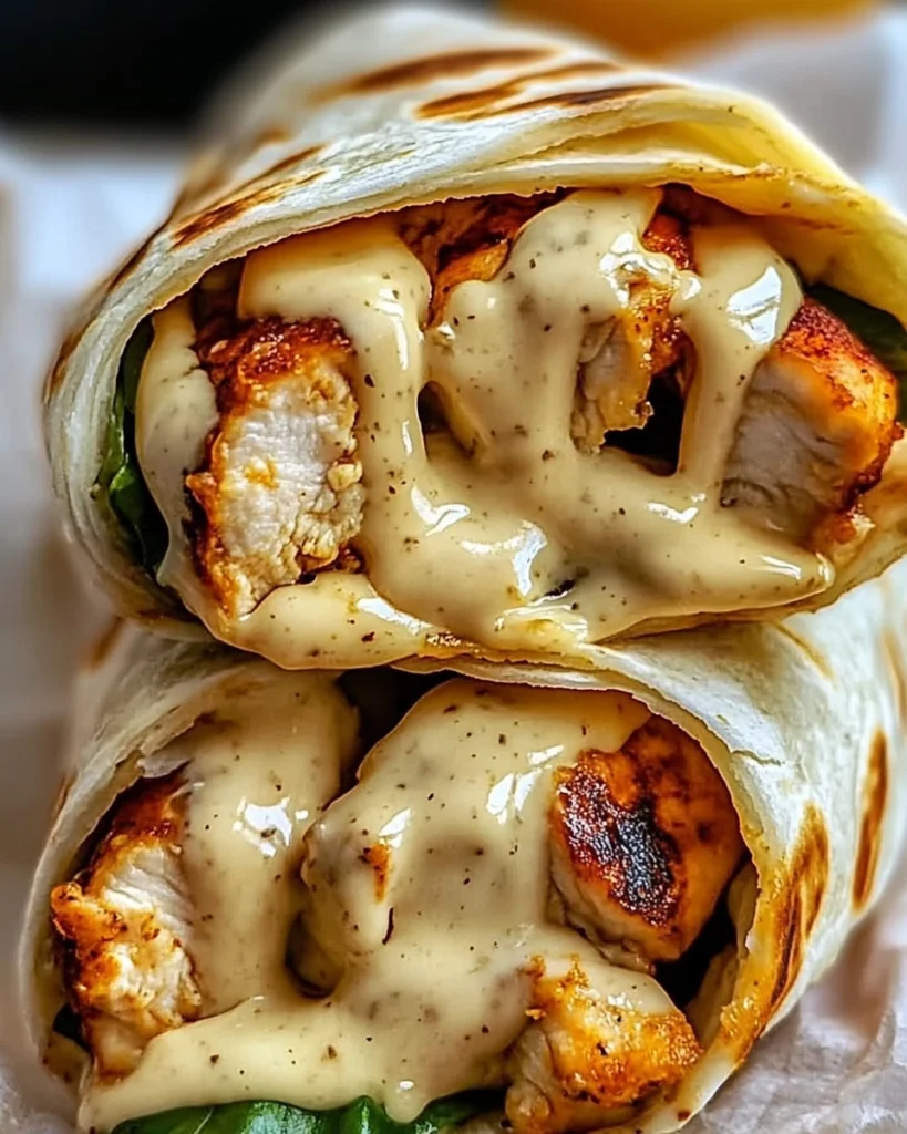 Cheesy Garlic Chicken Wraps – Quick & Flavorful