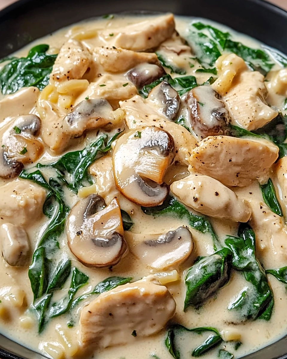 Chicken Alfredo with Spinach and Mushrooms