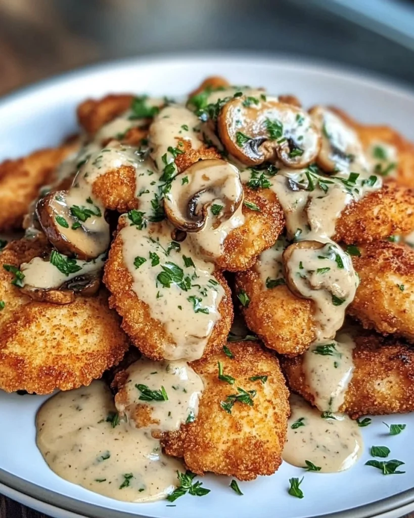 Crispy Golden Chicken with Parmesan Mushroom Sauce image 3