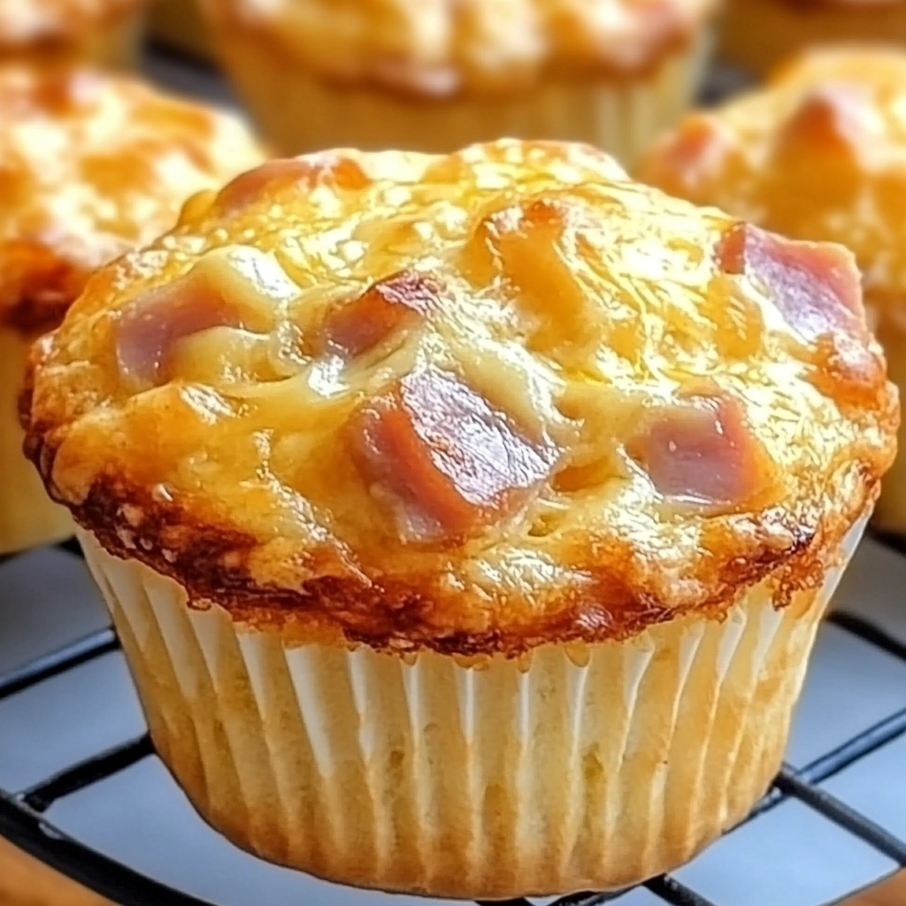 Crispy Golden Ham Cheese Breakfast Muffins image 1