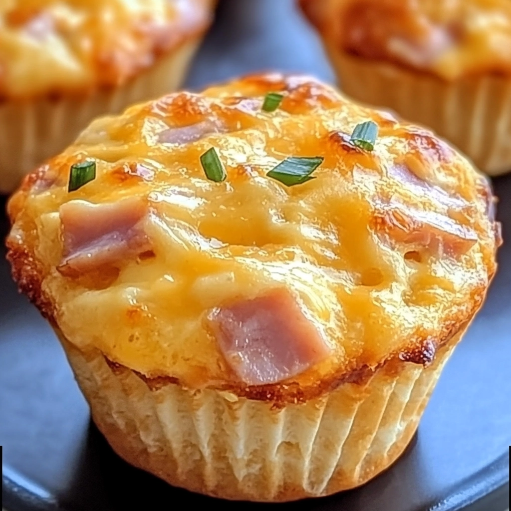 Crispy Golden Ham Cheese Breakfast Muffins image 3