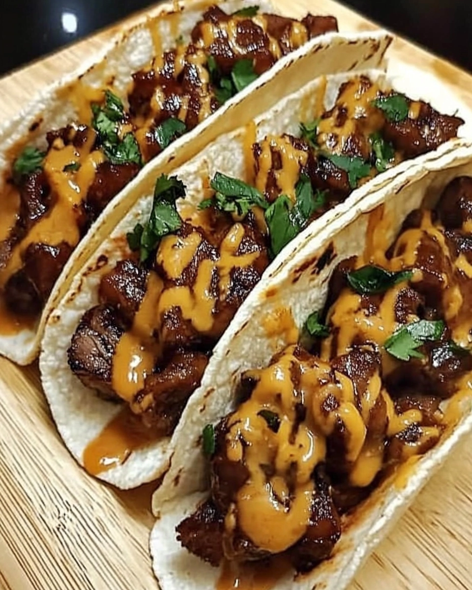 Garlic Butter Honey BBQ Beef Tacos