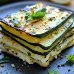 Grilled Zucchini Millefeuille with cheese, fresh herbs