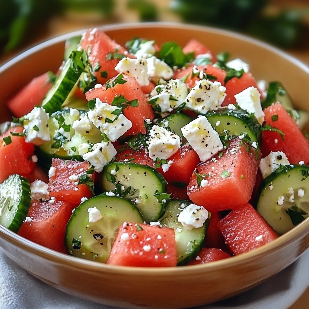 Watermelon Salad with Cucumber and Feta