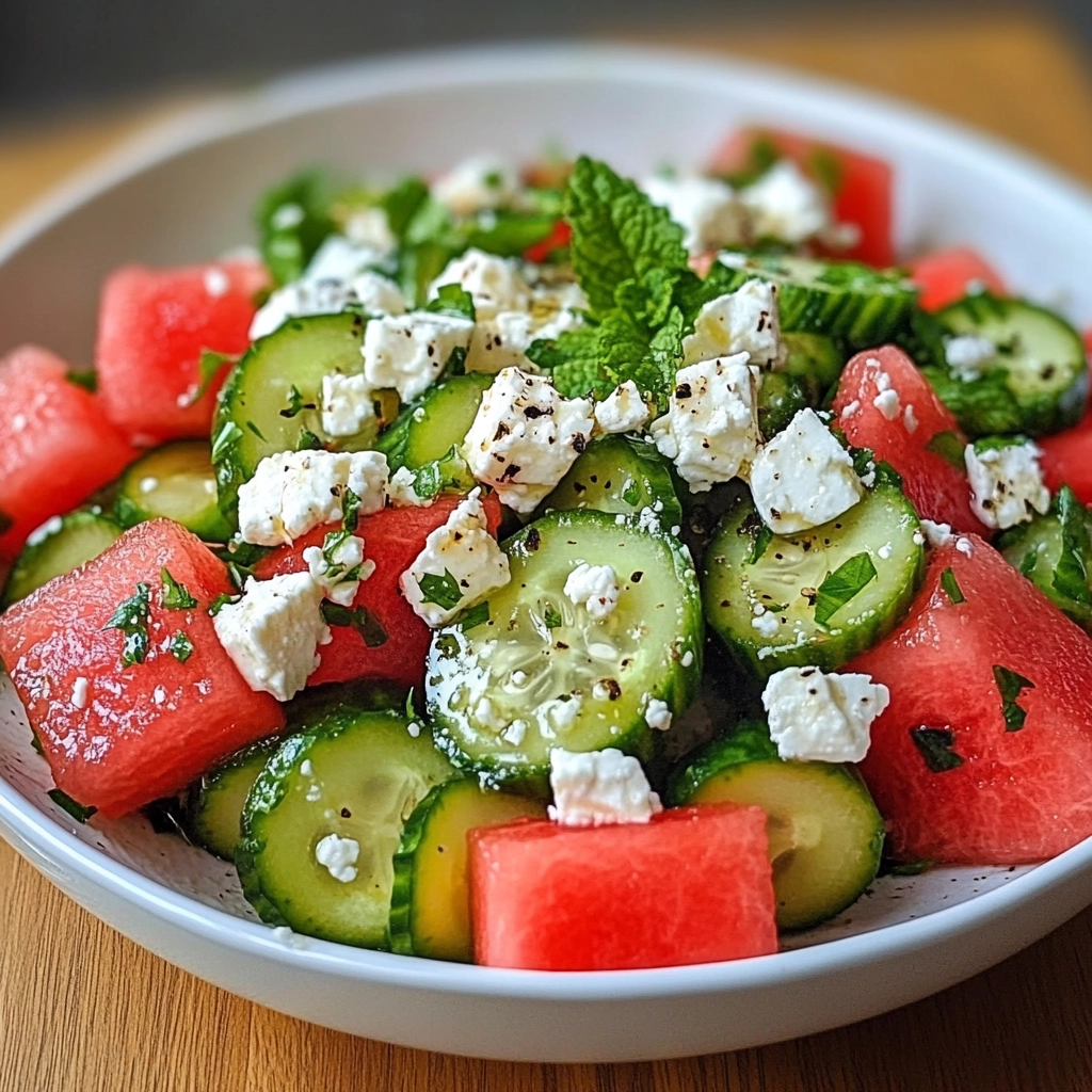 Watermelon Salad with Cucumber and Feta