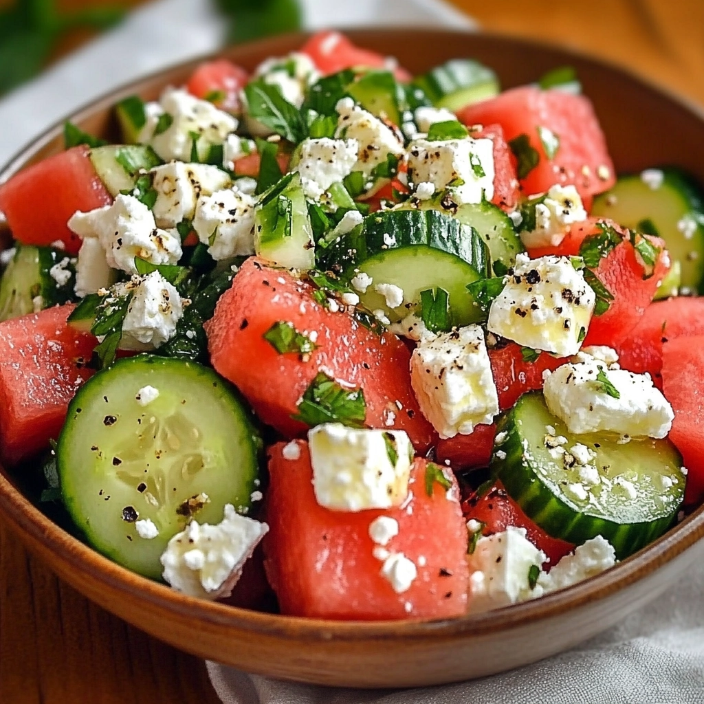 Watermelon Salad with Cucumber and Feta