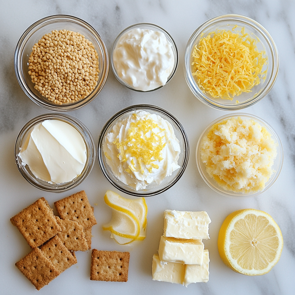 Ingredients for making no-bake lemon cheesecake