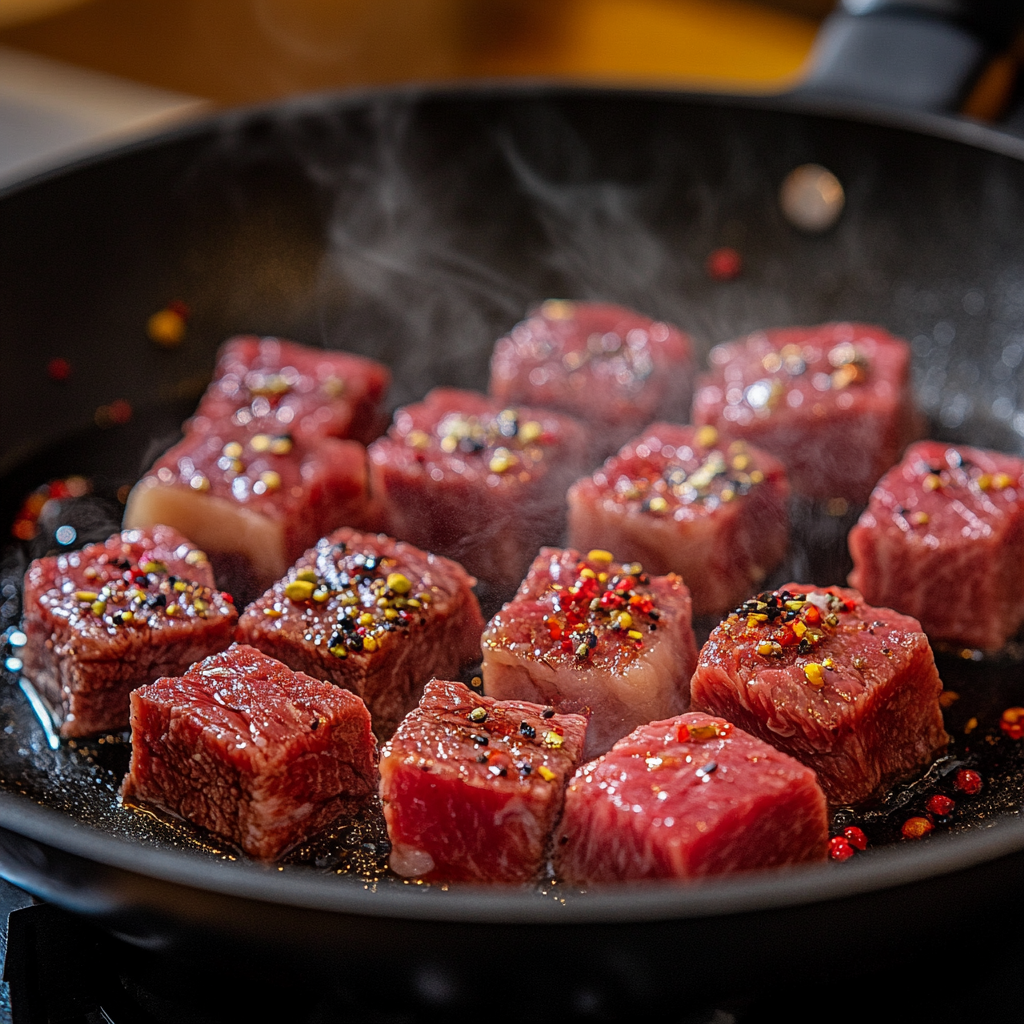 searing beef for beef and coconut curry slow cooker