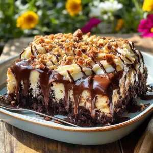 German Chocolate Poke Cake Recipe with rich coconut pecan topping
