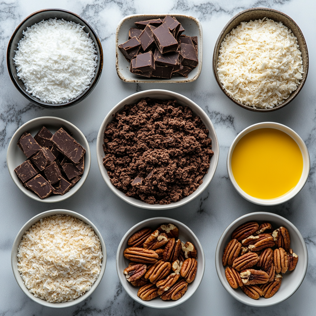 Ingredients for German Chocolate Poke Cake Recipe
