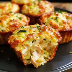 Chicken, Cheese, and Zucchini Muffins fresh from oven