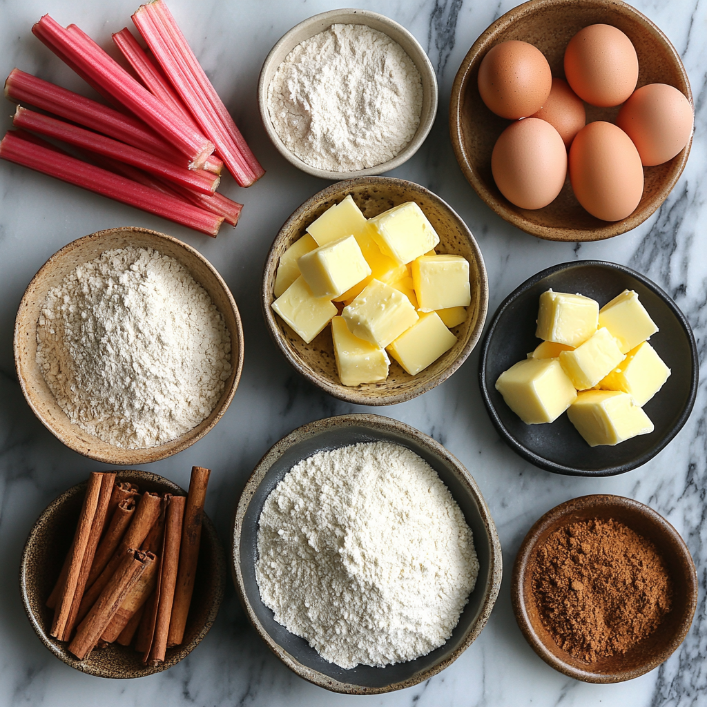 Ingredients for rhubarb bread recipe