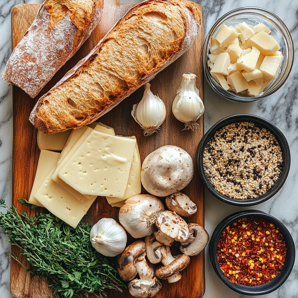 Ingredients for vegetarian French dip sandwiches