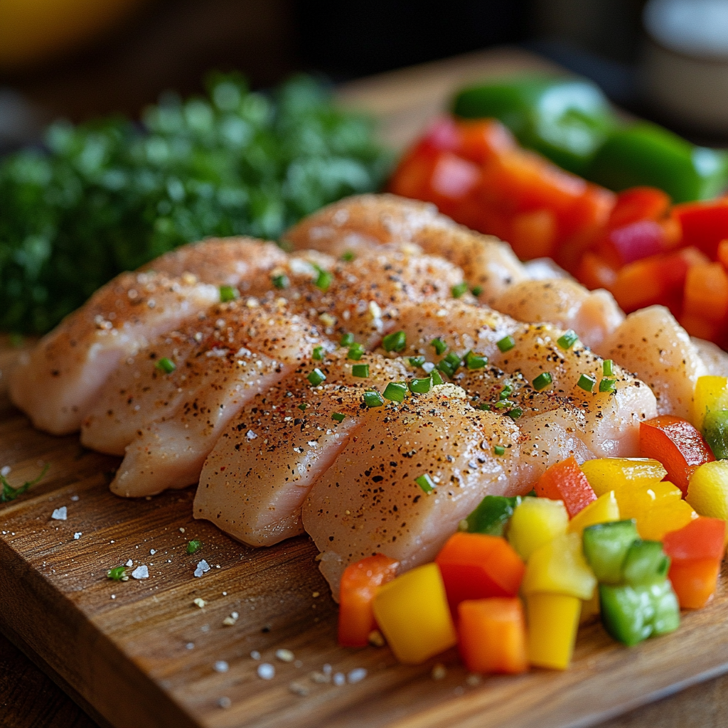 prepping ingredients for easy smothered chicken and rice recipe