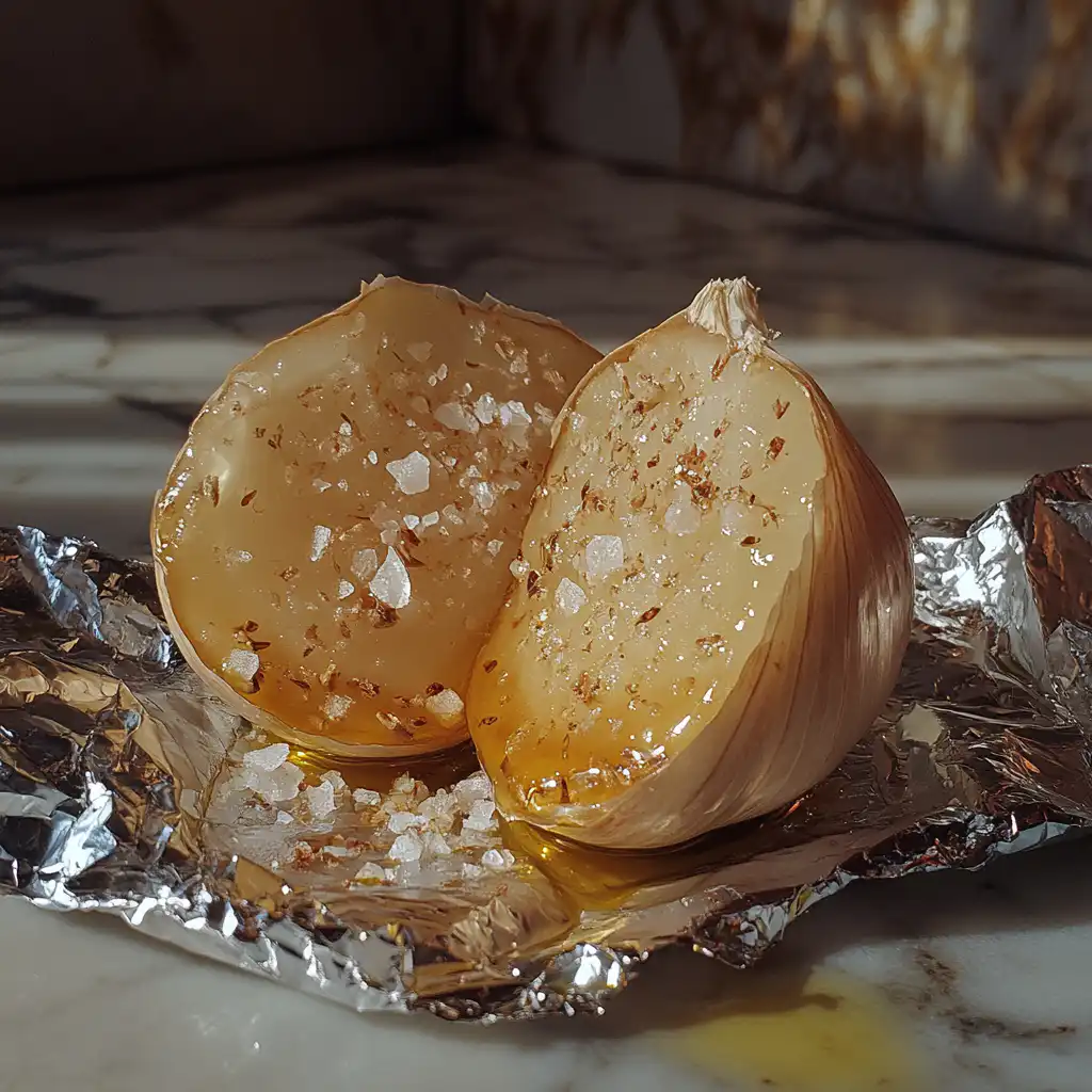 Garlic head drizzled with olive oil ready to roast