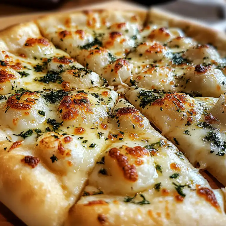 Buttery Garlic Pizza: A Comforting Classic with a Modern Twist Buttery Garlic Pizza with golden crust and melted cheese