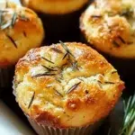 Irresistible Garlic Rosemary Focaccia Muffins for Any Occasion 8 Garlic rosemary focaccia muffins in a rustic basket, golden brown with fresh herbs.