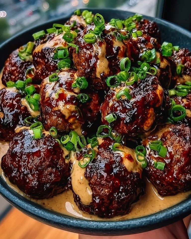 Sticky Hoisin Meatballs with Scallion Sauce Sticky Hoisin Meatballs with Scallion Sauce