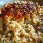 Dump & Bake Creamy Rice & Chicken