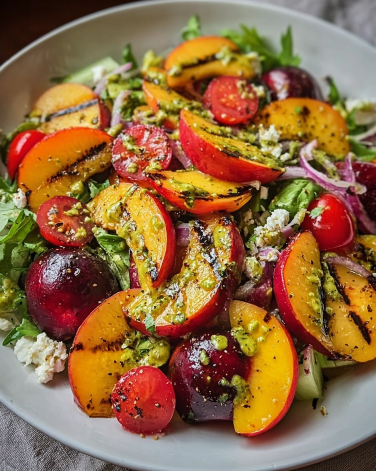 Summer Grilled Peach Salad with Basil Vinaigrette Summer Grilled Peach Salad with Basil Vinaigrette