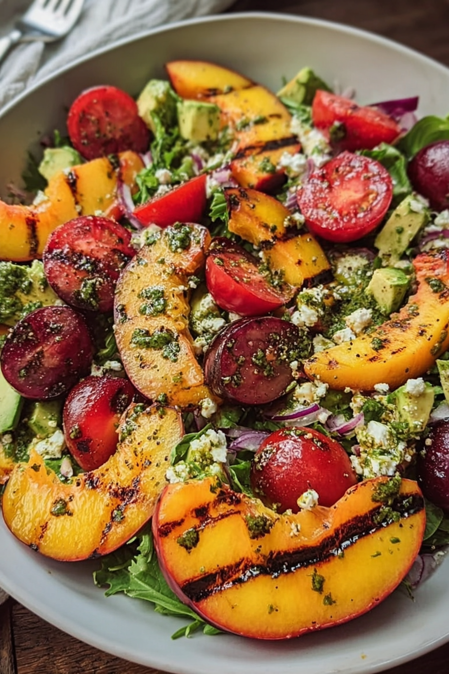 Summer Grilled Peach Salad with Basil Vinaigrette 3 image 1777742953269