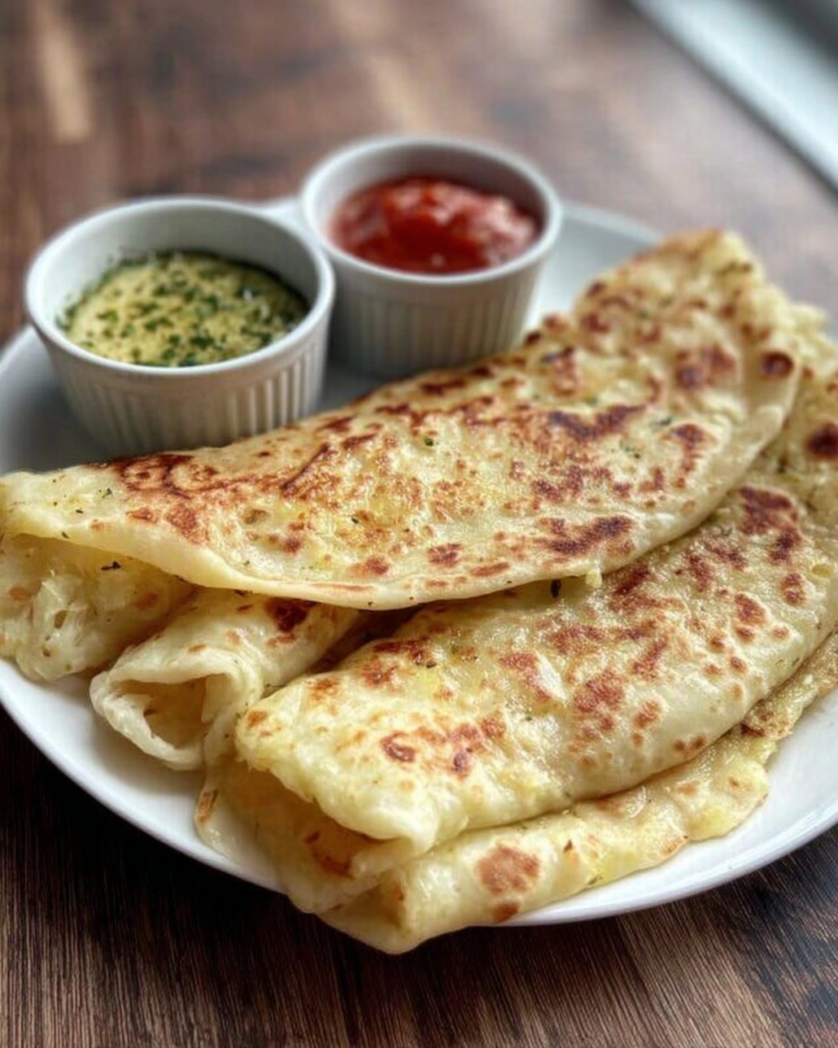 No Knead Garlic Flatbread Recipe with Liquid Batter