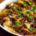 Sticky Mongolian-Style Ground Beef with Buttery Garlic Cabbage Skillet Delight