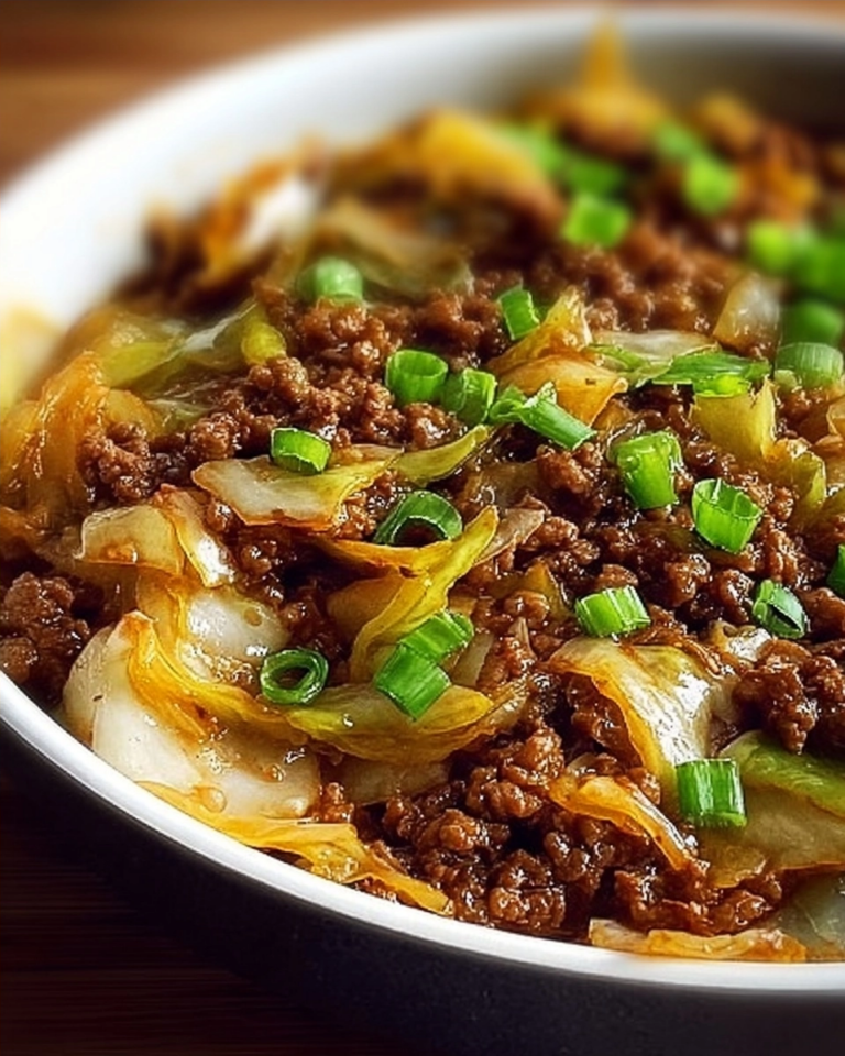 Sticky Mongolian-Style Ground Beef with Buttery Garlic Cabbage Skillet Delight